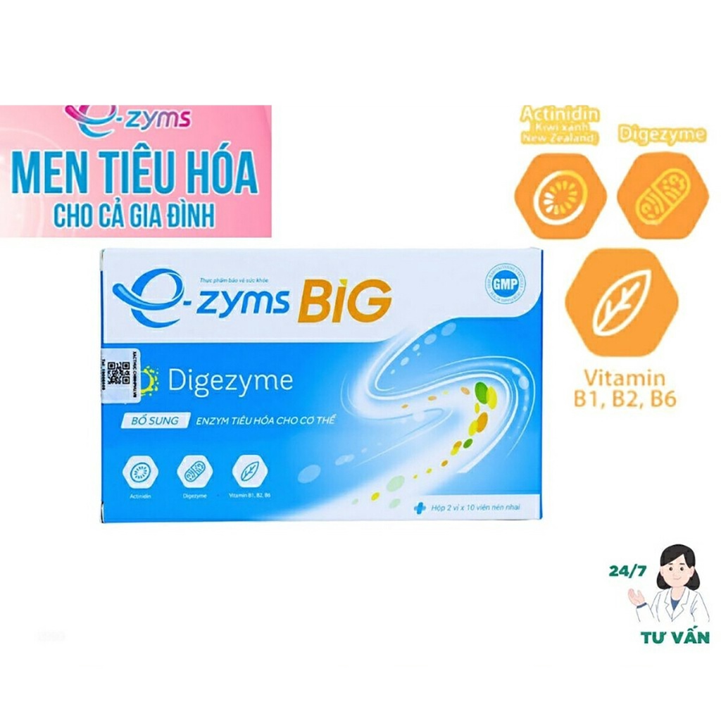 Men Tiêu Hóa E-zyms Big Cho Người Lớn Giảm Đầy Hơi Khó Tiêu, Kích Thích Ăn Ngon, Tiêu Hóa Khỏe