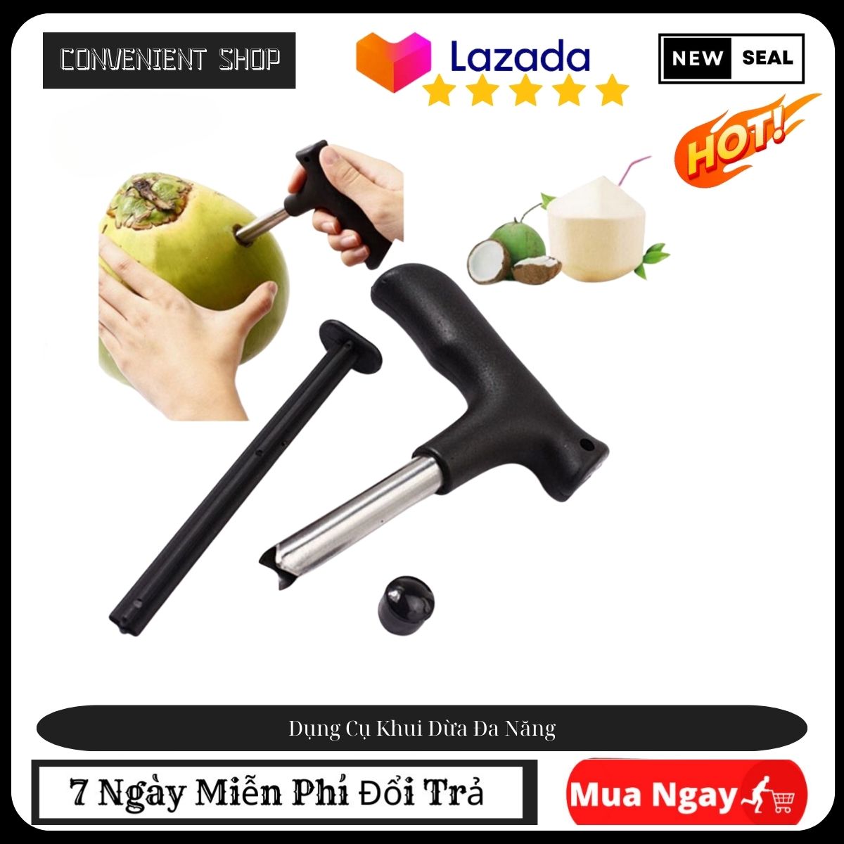 Dụng cụ nhà bếp , dụng cụ đục dừa , dụng cụ lấy nước dừa tươi - dụng cụ khui dừa đa năng , cây đục dừa thế hệ mới .