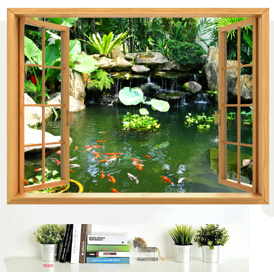 Tranh dán tường 3D cửa sổ  nhiều mẫu lựa chọn