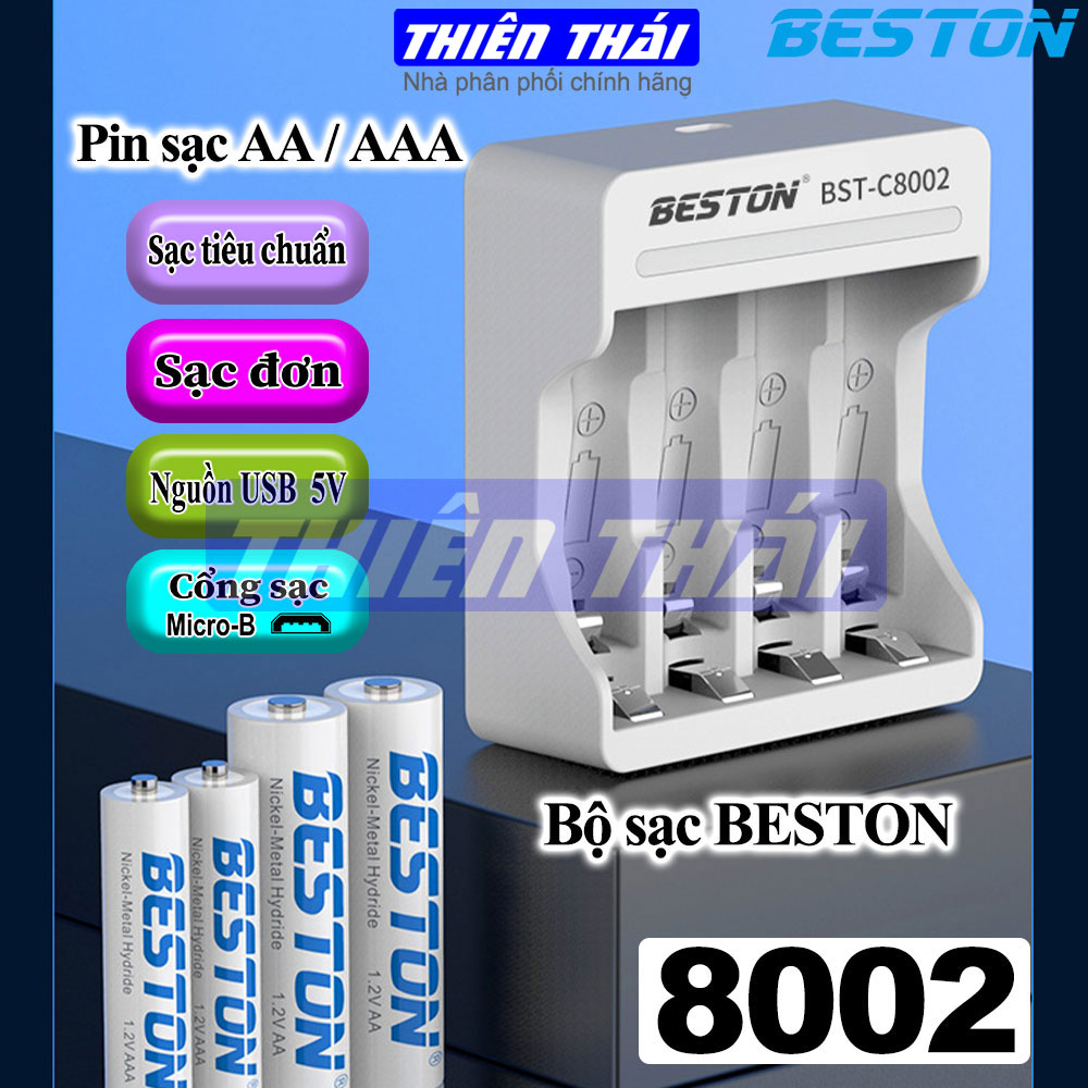 Bộ sạc BESTON BST-C8002 kèm pin sạc AA2000mAh,AAA1100mAh,pin sạc 1.2V,C8002