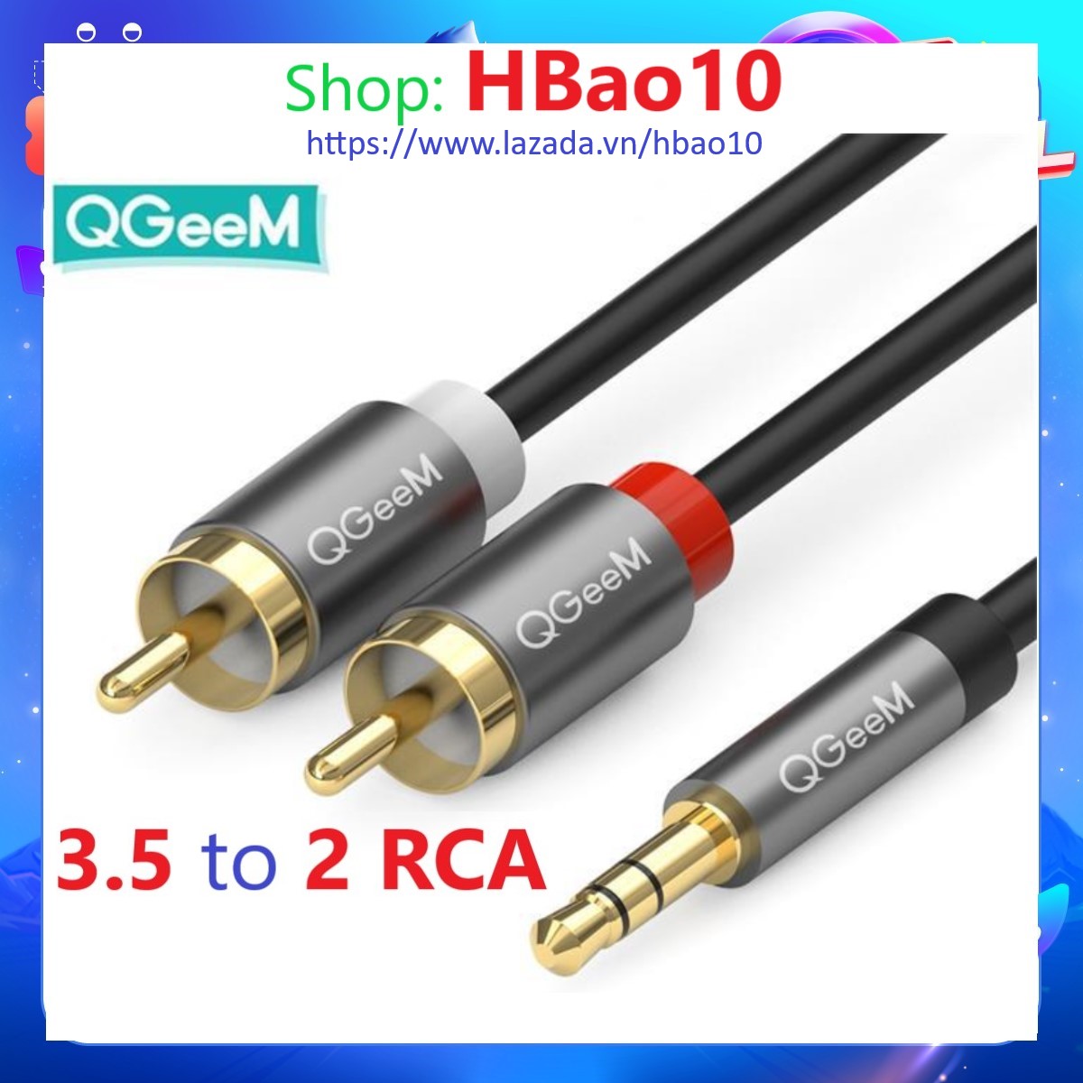 Dây cáp âm thanh audio chuyển đổi từ 3.5mm ra 2 đầu rca hoa sen chất lượng