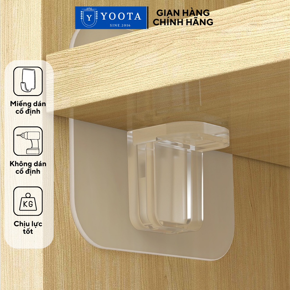 Miếng dán đỡ vách ngăn tủ, miếng dán siêu dính cố định vách ngăn tủ giá đỡ góc 90 độ hỗ trợ chia ngăn tủ, kệ không cần đục lỗ đa năng tiện dụng