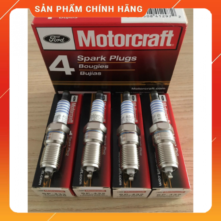 Bộ 4 Bugi xe Ford Mondeo, Focus, Escape Ecosport Fiesta 2.0/2.3/3.0 (SP-432, AGSF32FM) Chân Côn Ngắn MOTORCRAF