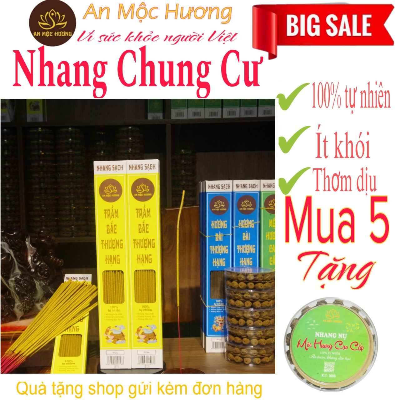 Nhang Chung Cư-Trầm Bắc Thượng Hạng- An Mộc Hương, nhang trầm nguyên liệu tự nhiên, nhang thơm cao cấp, nhang sạch
