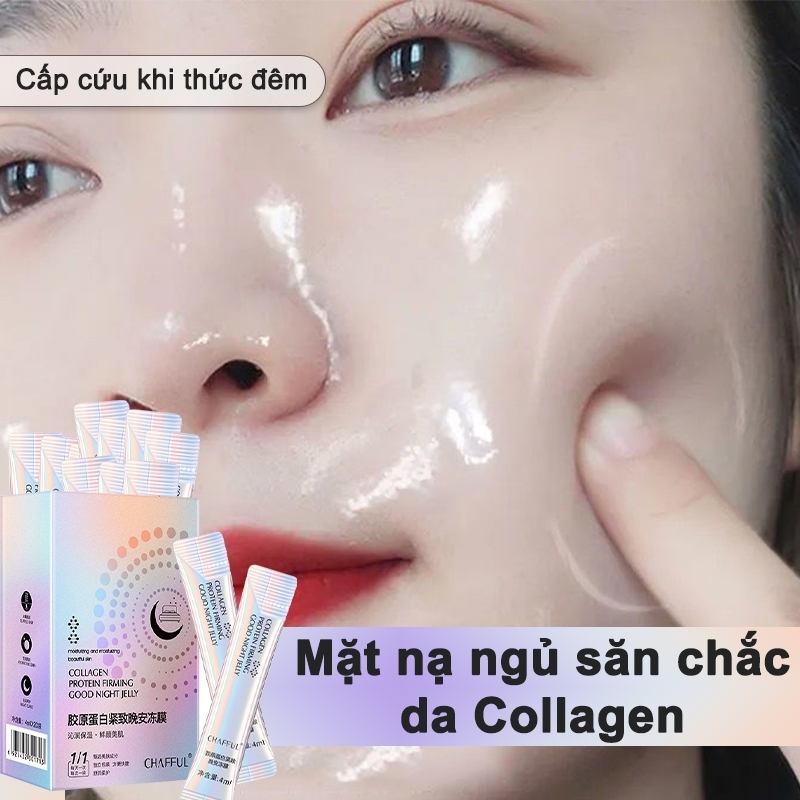Mặt nạ trắng mịn da CHAFFUL Mặt nạ ngủ mặt nạ thạch collagen mặt nạ cấp ẩm dưỡng ẩm trắng da 4ml*20pcs miễn rửa chống xóa nhăn cấp nước sâu Sáng da