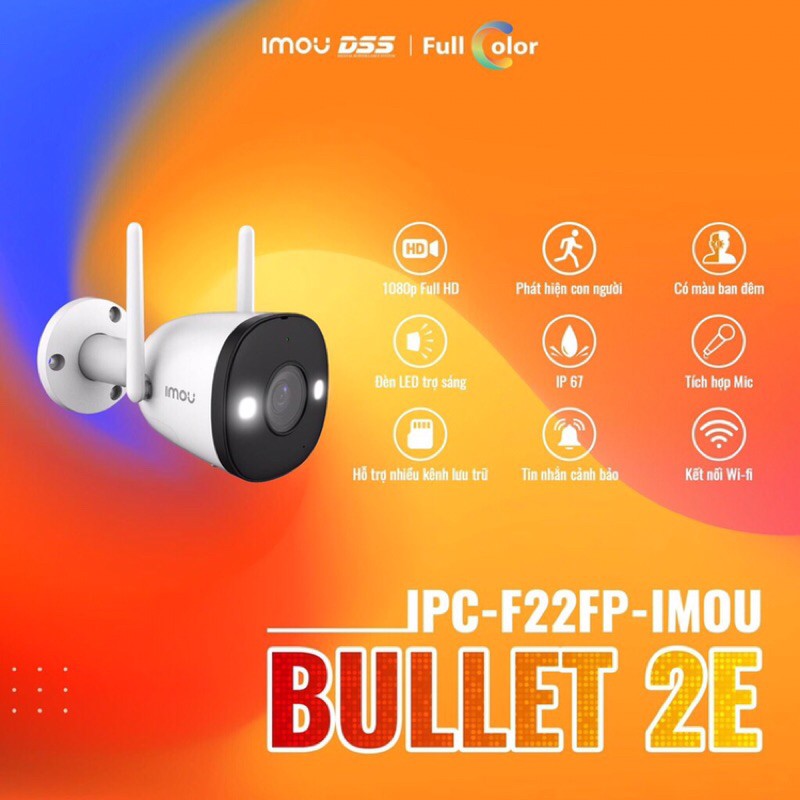 Camera IP WIFI imou F22FP 2.0MP Ban đêm có màu, ngoài trời chống nước, Chính hãng 100%