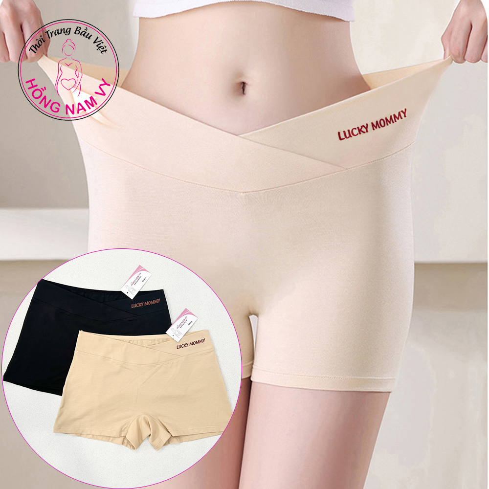 Quần mặc váy bầu cạp chéo cotton mịn đẹp Lucky Mommy