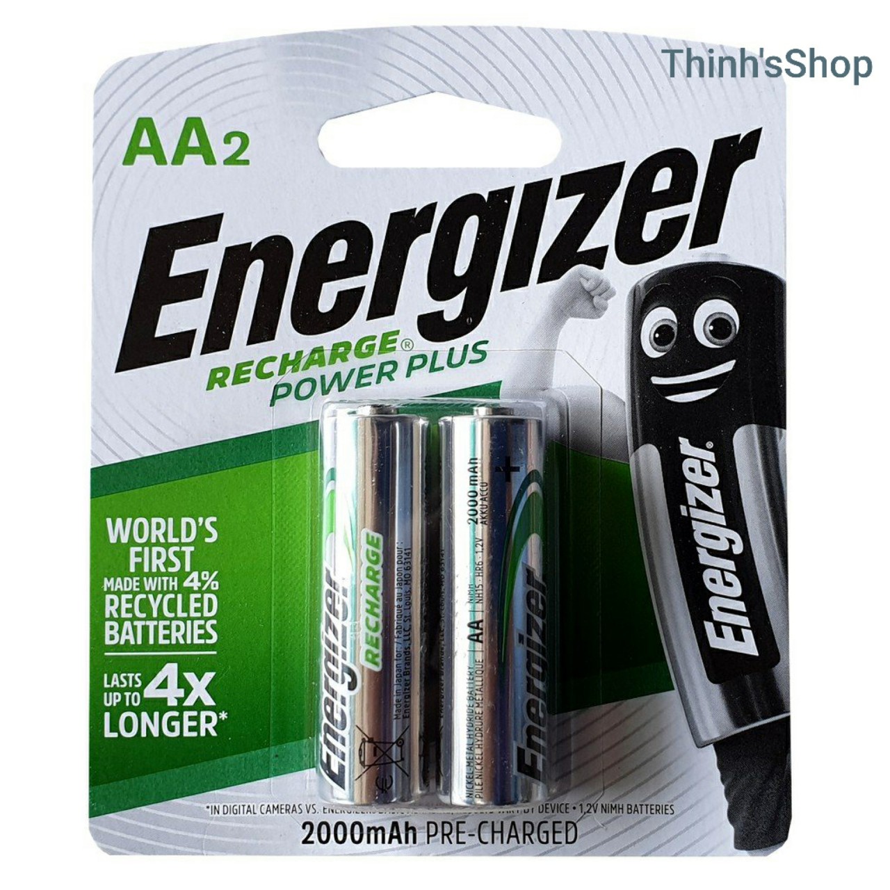 Vỉ 2 pin sạc energizer aa 2000mah - made in japan