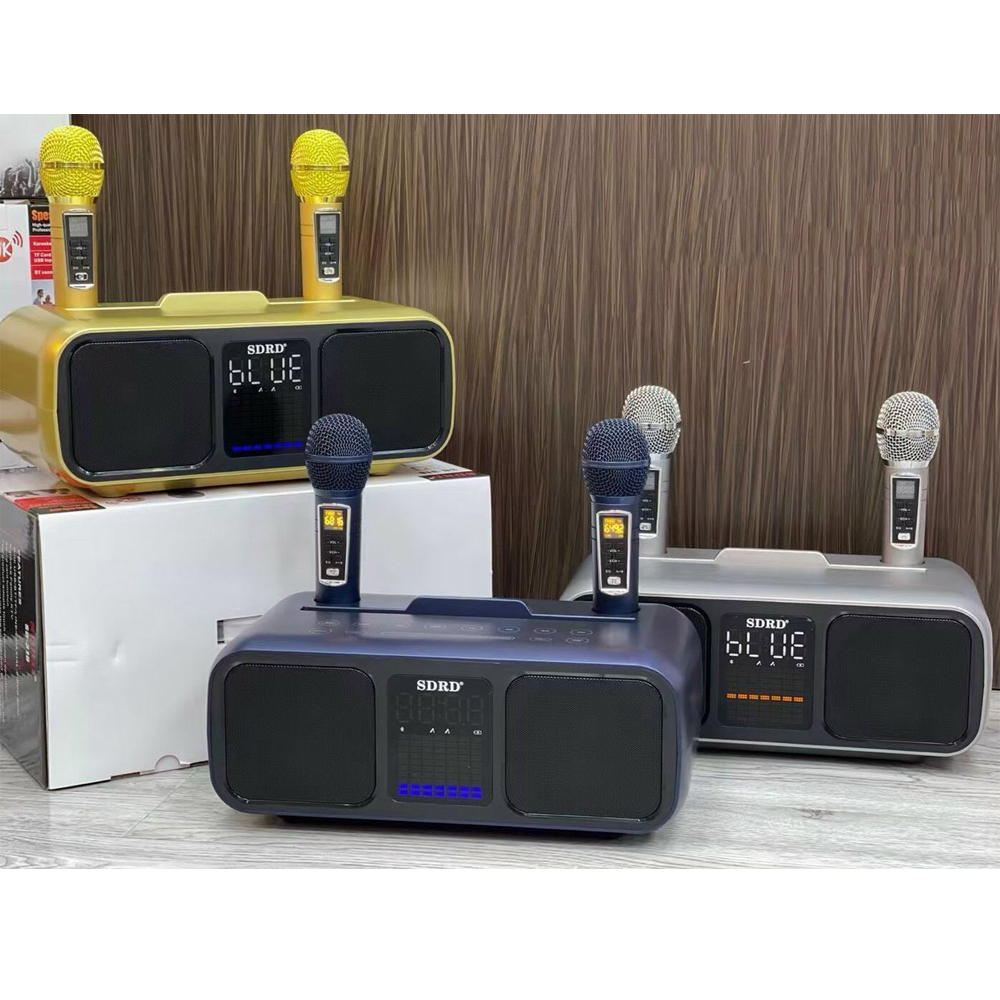 Loa karaoke bluetooth sd 318 loa mắt cú nâng cấp màn hình led nháy theo nhạc, loa bluetooth hát karaoke công suất lớn tặng kèm 2 mic không dây màn hình lcd, chỉnh bass treble echo ngay trên micro
