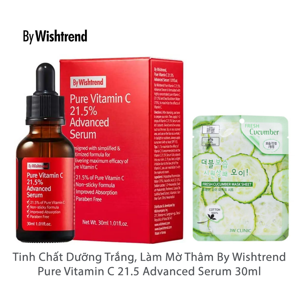 [HCM] Tinh Chất Dưỡng Trắng Làm Mờ Thâm By Wishtrend OST Pure Vitamin C 21.5 Advanced Serum 30ml + Tặng 1 mặt nạ dưỡng da 3W Clinic Fresh Red Ginseng Mask