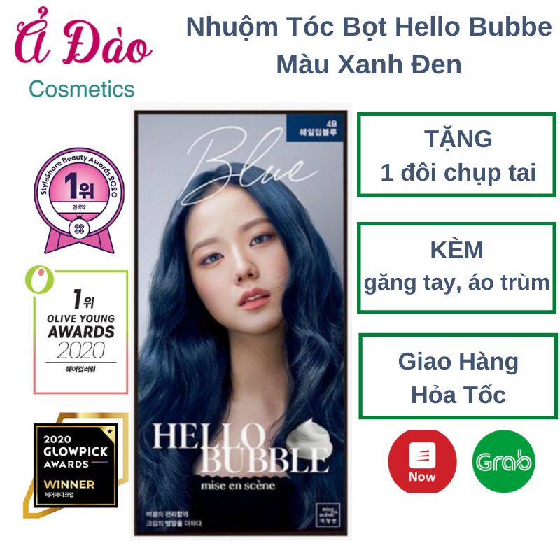[HOT, Limited Edition] Nhuộm tóc tạm thời Hello Bubble Whale Deep Blue |Thuốc nhuộm tóc tại nhà màu xanh biển sâu 4B