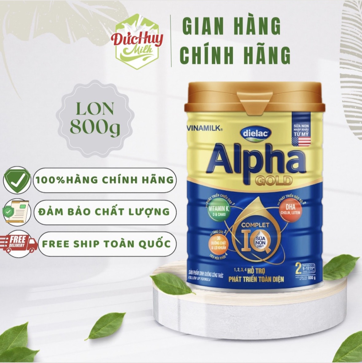 Sữa bột Vinamilk Dielac Alpha Gold 2 sữa non 800g (Mới)