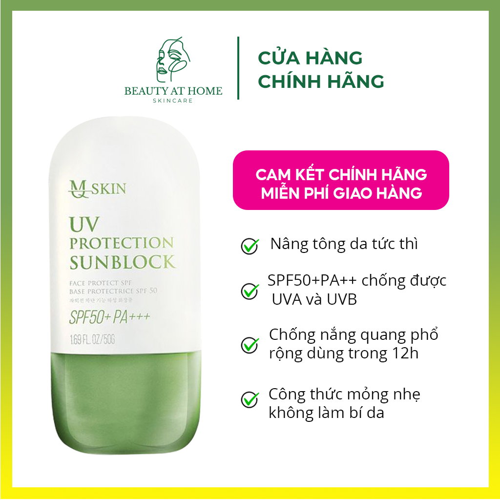 Kem chống nắng nâng tone kiềm dầu mq skin SPF50+PA bảo vệ hư tổn ánh nắng không gây nhờn rít - Beauty at home
