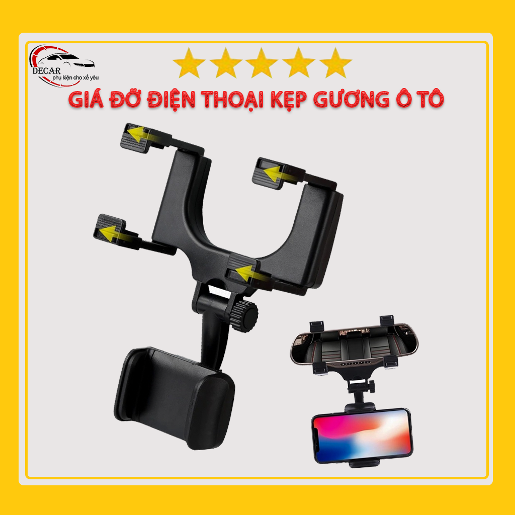[Đa Năng] Giá treo đỡ điện thoại xoay 360 độ trên ô tô , giá để điện thoại móc gương chiếu hậu , cây kẹp smartphone tiện lợi trên oto xe hơi