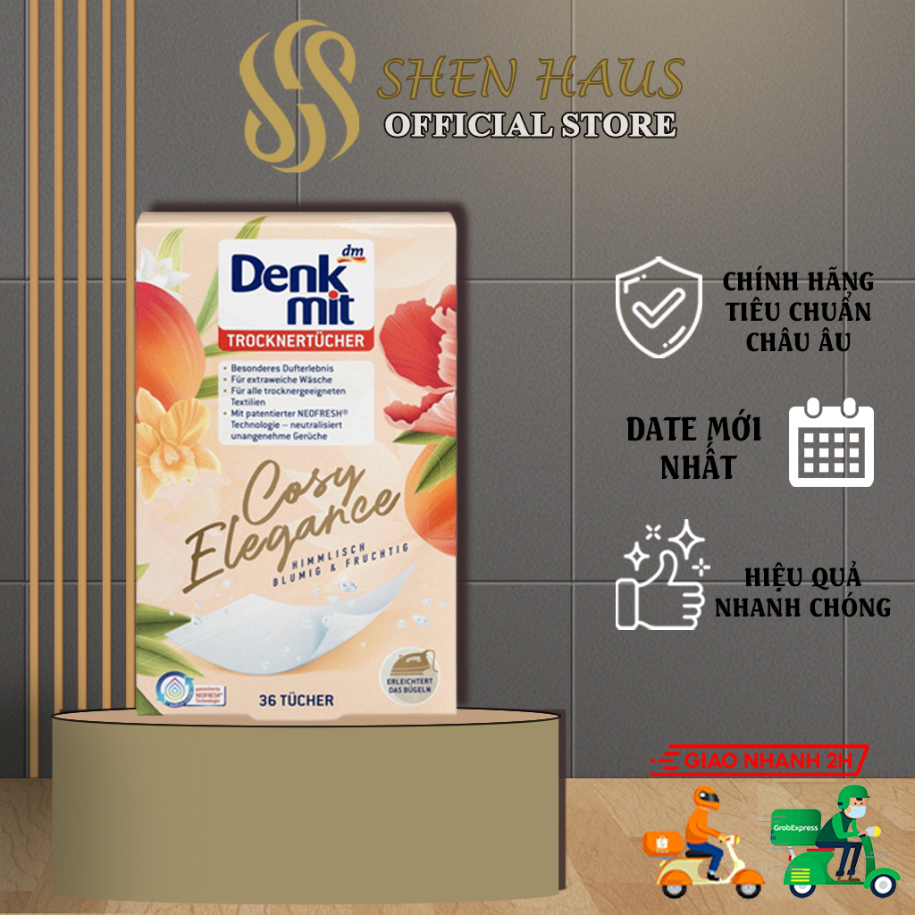 Giấy thơm quần áo denkmit cosy elegance hộp 36 tờ hàng nội địa đức - dùng cho máy sấy, tủ quần áo, giày