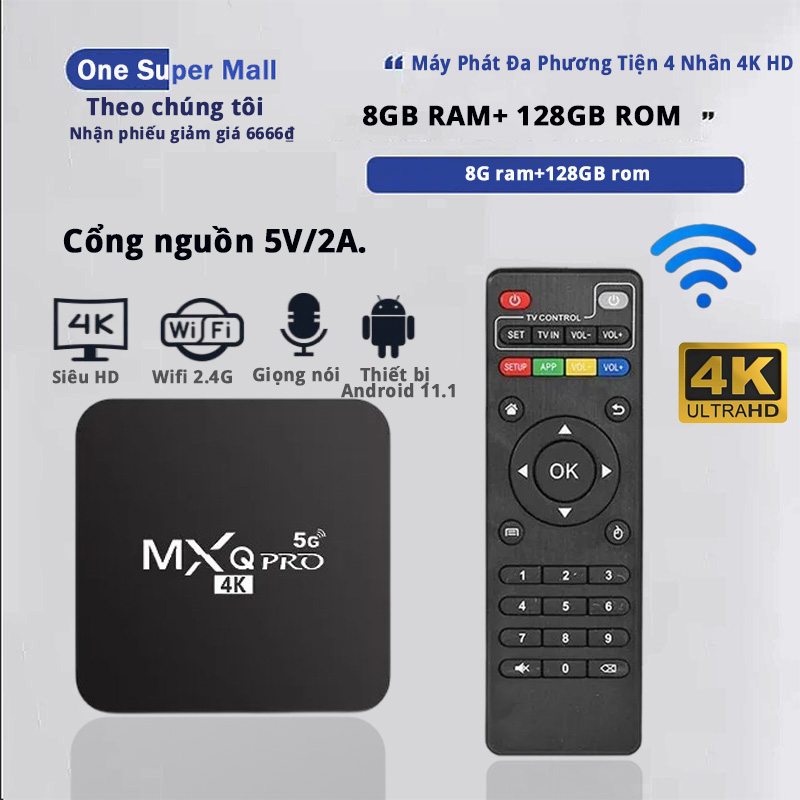 Android TV Box Mxq Pro Smart Tivi Box 4K Wifi 5G Android 11.1 tivi box xem truyền hình 100 kênh miễn phí, xem Youtube Netfliex