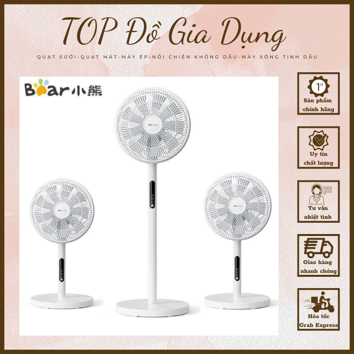 Quạt cây đứng, quạt điện bear dfs-d47f2 9 cánh 3 tốc độ gió, có điều khiển từ xa, điều hòa không khí, làm mát, có xoay