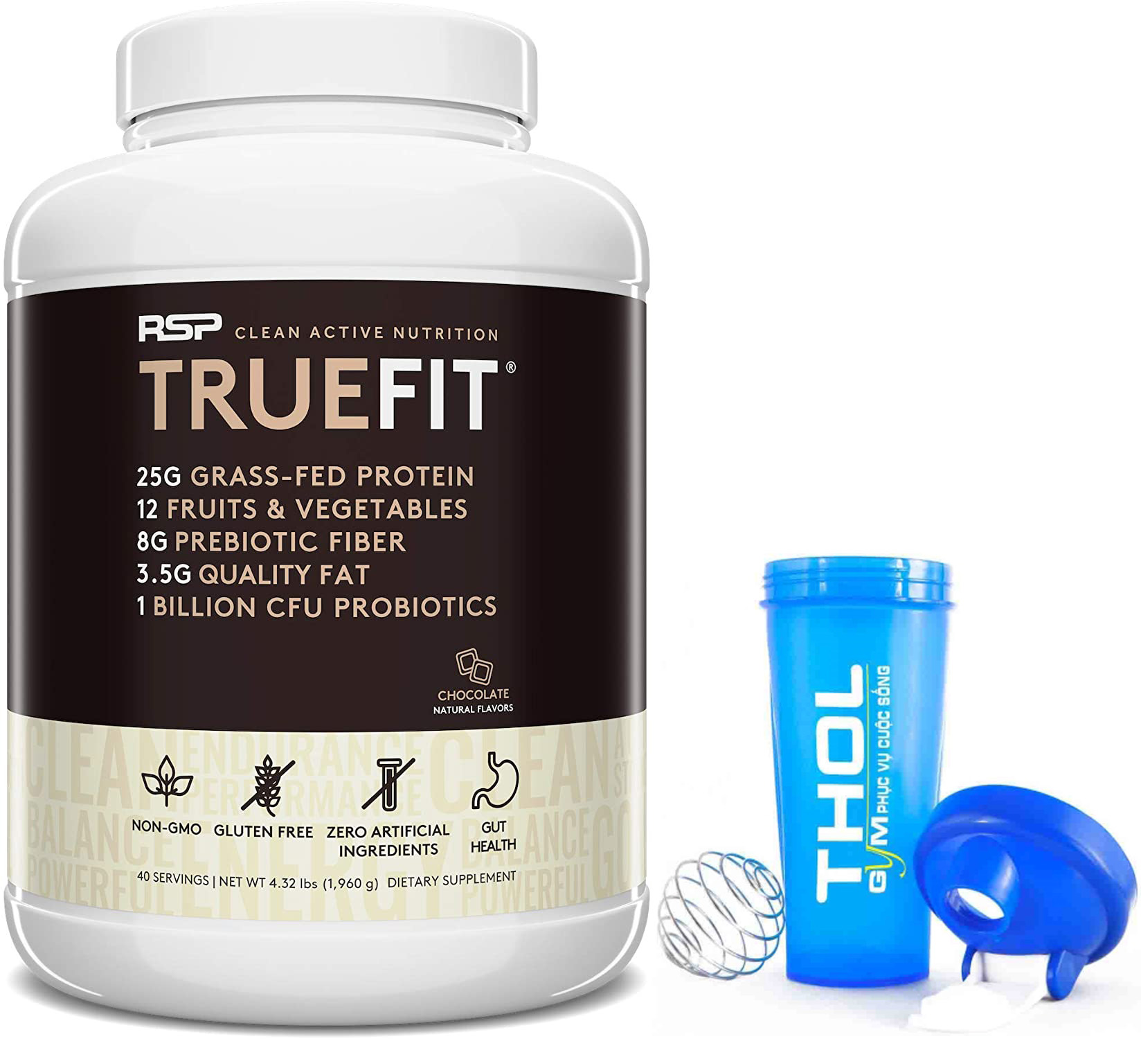 Bữa ăn thay thế - RSP True Fit - Nguồn protein chất lượng cao từ bò ăn cỏ - tăng cơ giảm mỡ - tặng kèm bình lắc 700ml cao cấp sữa ăn cỏ