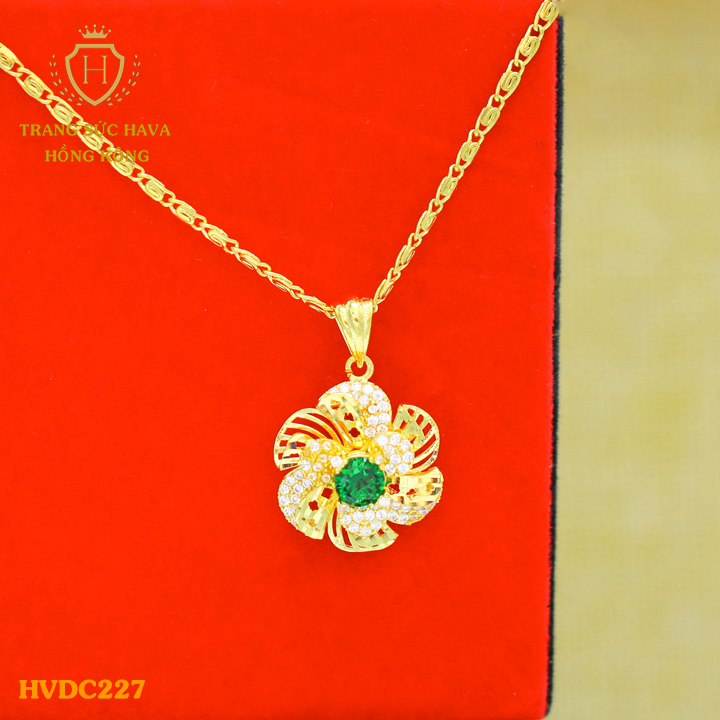 Dây Chuyền Nữ, Vòng Cổ Mặt Hoa Mai Đính Đá, Titan Xi Mạ Vàng Non 18k, 24k Cao Cấp (Không Bị Xỉn Đen) - Trang Sức Hava Hong Kong