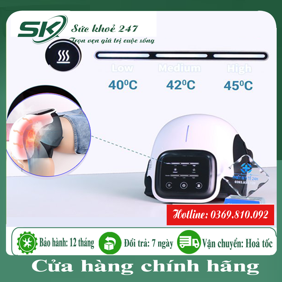 Máy mát xa xoa bóp khớp đầu gối, máy massage đầu gối K-705 với công nghệ chiếu Laser trị liệu cùng 3