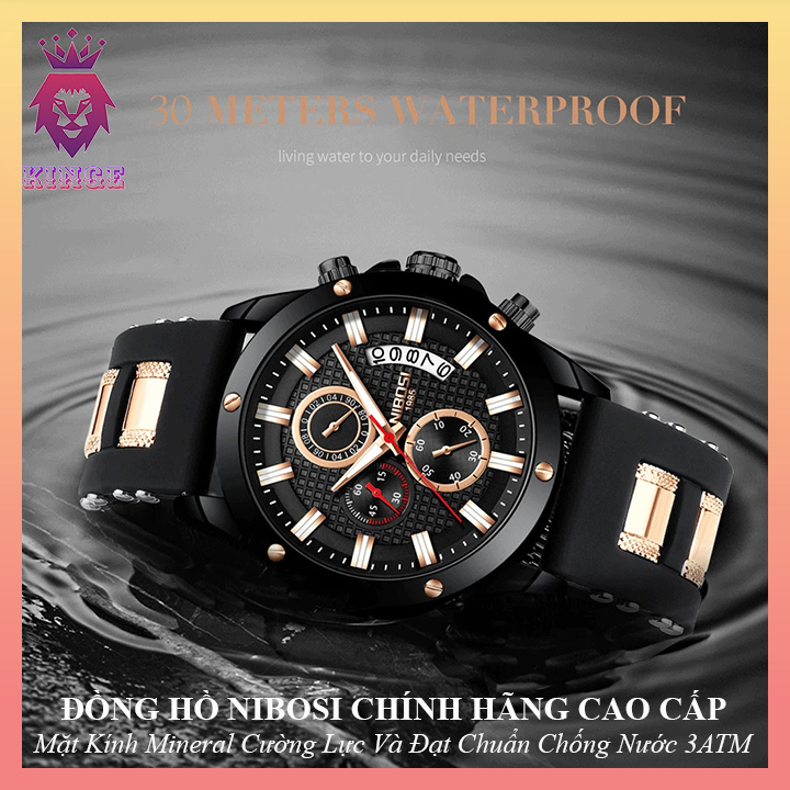 [HCM]Đồng hồ Nam NIBOSI 2333 Đẳng Cấp Thời Thượng - Dây Da Cao Cấp - Đạt Chuẩn Chống Nước 3ATM - Chạy Full Kim + Lịch Ngày - Bảo Hành 1 Đổi 1 Nếu Lỗi NSX