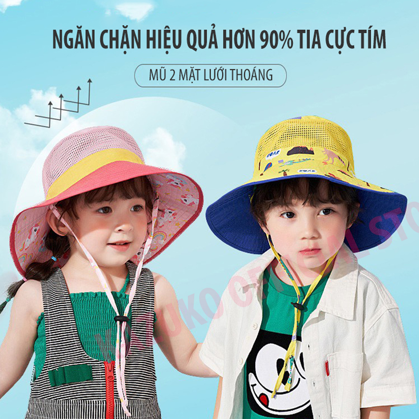 Nón cho bé trai, nón cho bé gái, mũ cho bé trai, mũ cho bé gái, mũ chống nắng, chống tia UV có lưới thoáng khí cho bé - MU13 - Kazuko