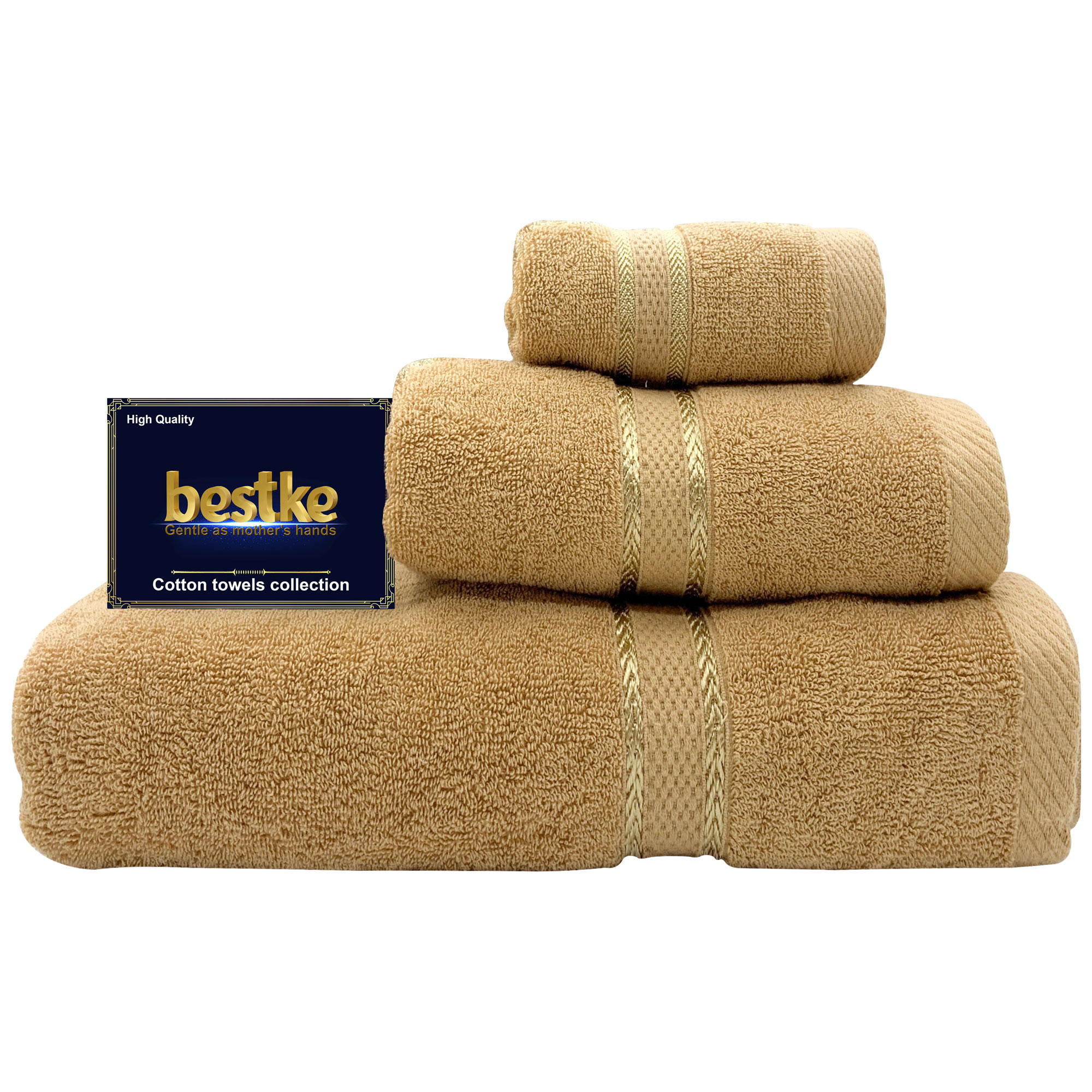 [HCM]Bộ Khăn Bestke Cao Cấp  Dày đẹp 100% Cotton gồm khăn tắm khăn gội khăn mặt Mềm mại và Thấm hút Nước  Xuất Khẩu Màu Nâu Cafe trọng lượng 700g