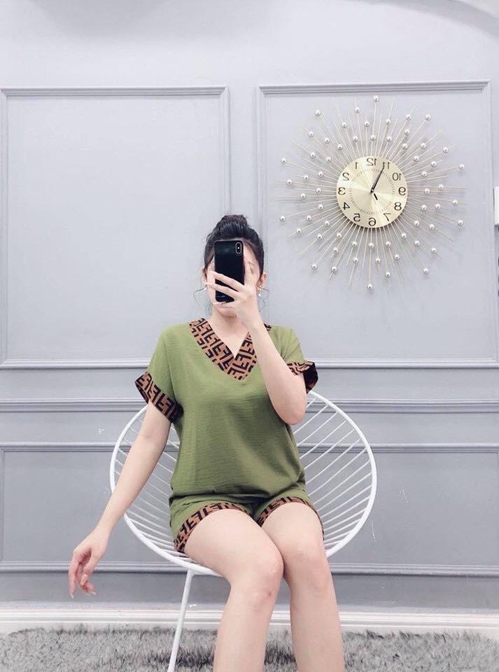Sét bộ cotton đùi phối viền siêu dễ thương