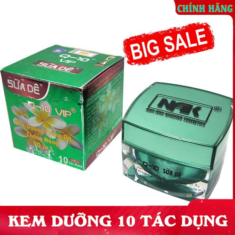 Kem dưỡng trắng da giữ ẩm, chống nắng se khít lỗ chân lông Q-10 sữa dê