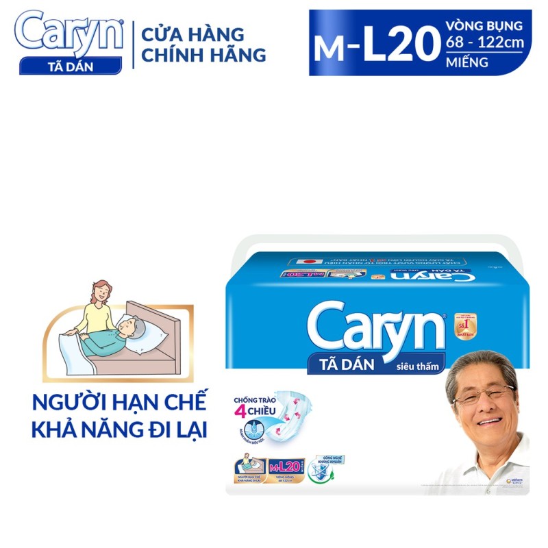 Tã bỉm dán người lớn caryn siêu thấm size ml - 20 miếng