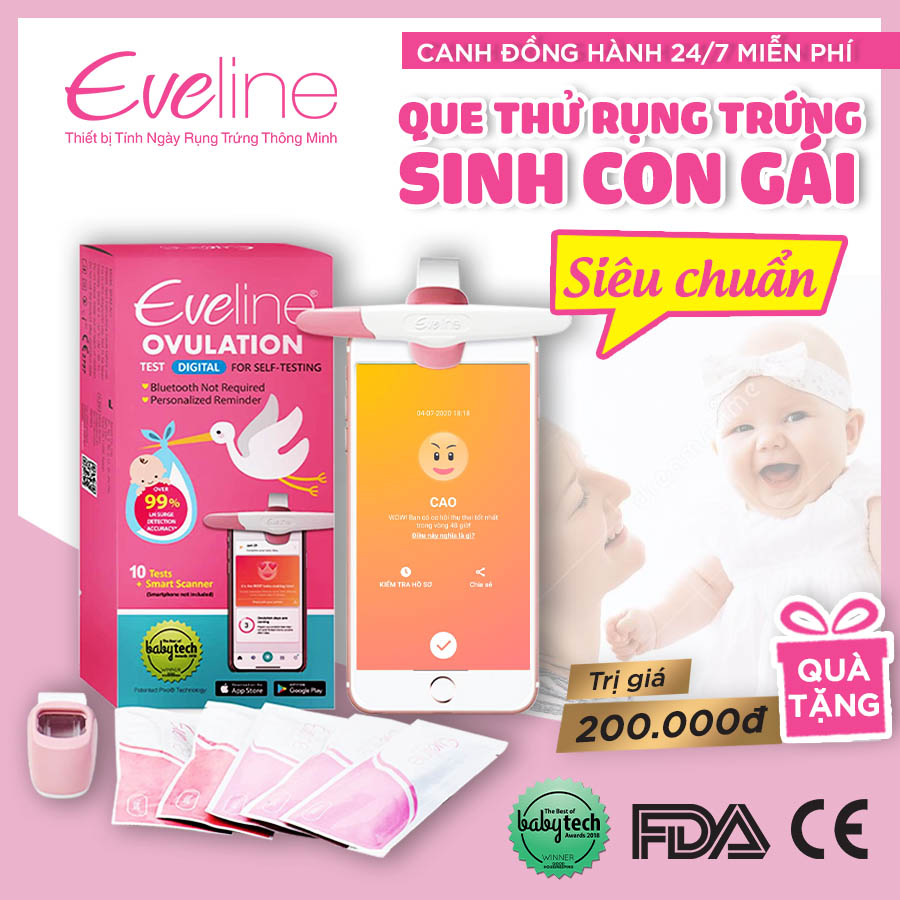 Que Thử Rụng Trứng Điện Tử Eveline Care Hỗ Trợ Sinh Con Gái - Chính Xác 99% - Tư Vấn Canh Đồng Hành 24/7