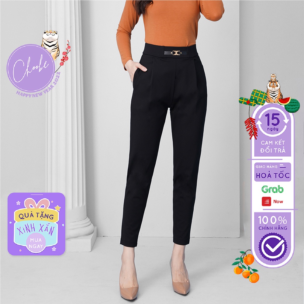 Quần baggy nữ Choobe lưng cao cạp chun vải Umi co giãn đồ công sở đẹp cao cấp màu đen đi học form chuẩn tôn dáng Q39