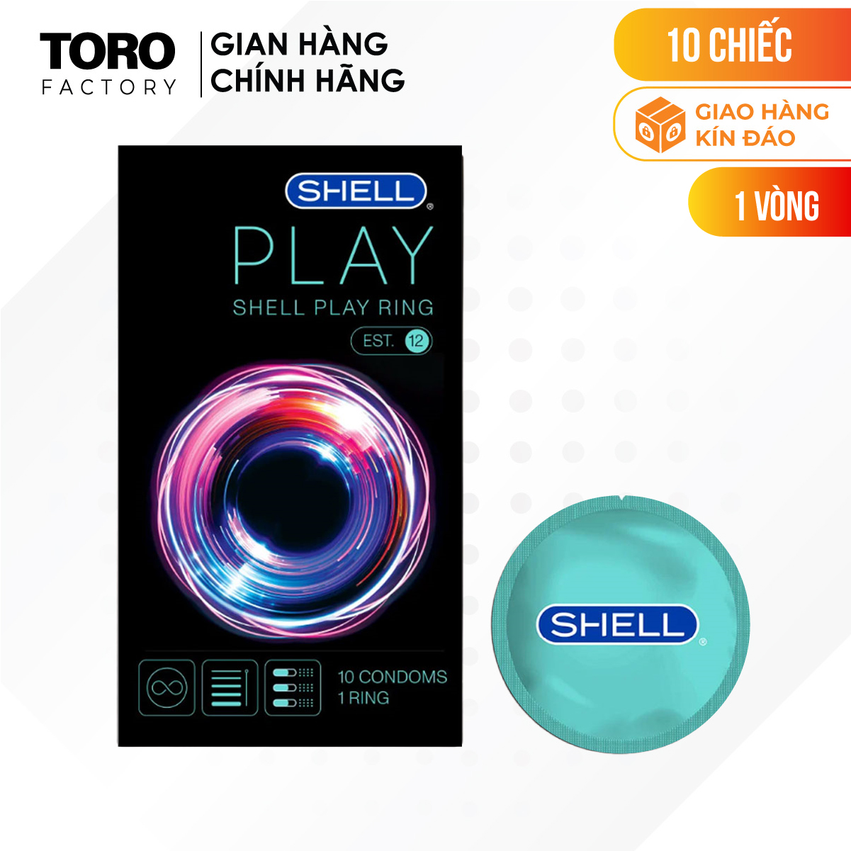 Bao cao su Shell Play Ring 6 tính năng - Hộp 10 cái | TORO FACTORY