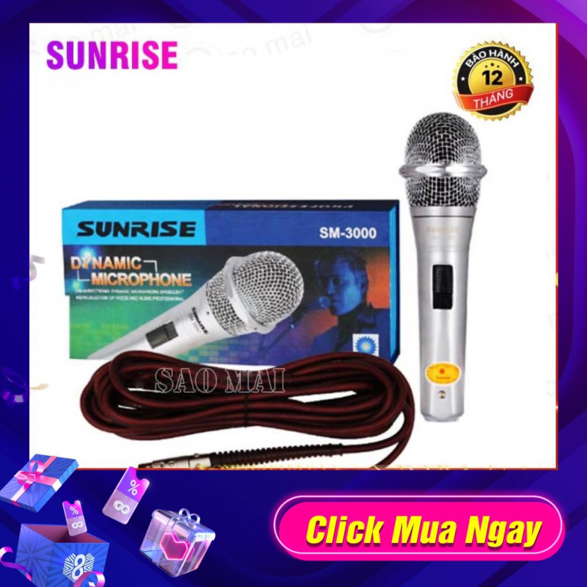 Micro có dây cao cấp Sunrise SM-3000 hát cực hay cho mọi gia đình, sân khấu hội trường.