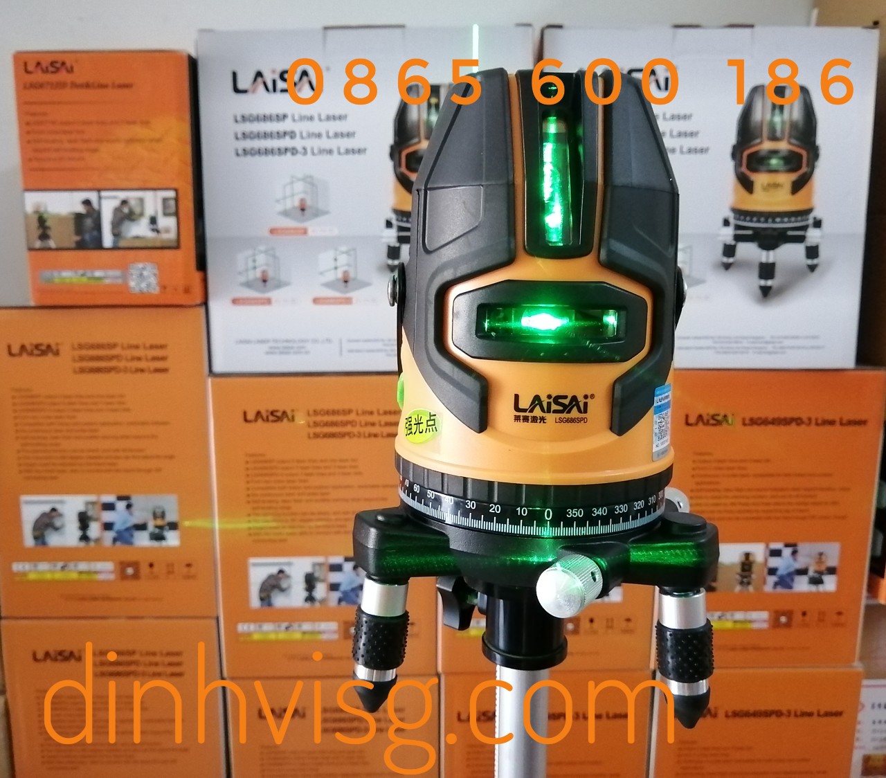 Máy cân mực laze 5 tia xanh LAISAI LSG686SPD-Tặng kèm 1 thước 5M