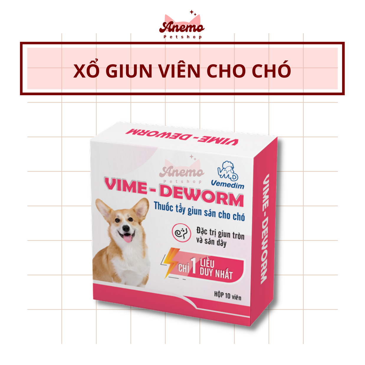 Viên xổ giun cho chó Vime-Deworm