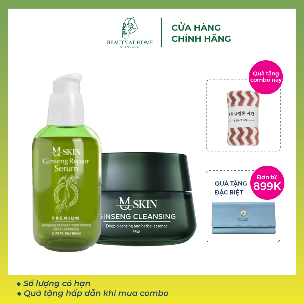 Serum tái tạo nhân sâm cao cấp & bột rửa mặt nhân sâm da xóa không đều màu da không sưng - Beauty at home