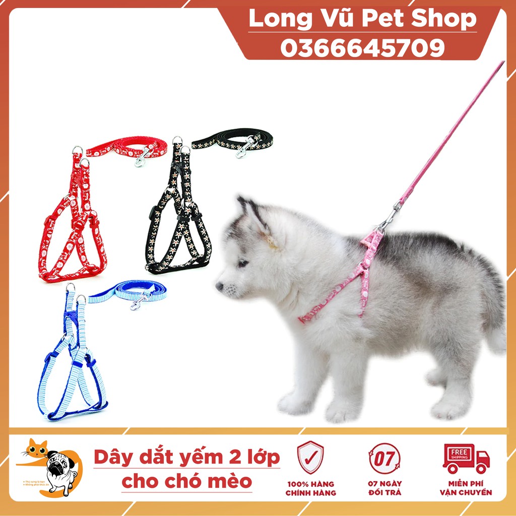 Dây dắt kèm yếm 2 lớp dày dặn cho chó mèo