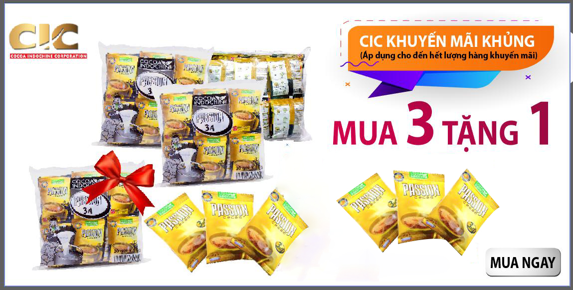 Combo 3 túi bột ca cao passion 3 in 1 - tặng 1 gói