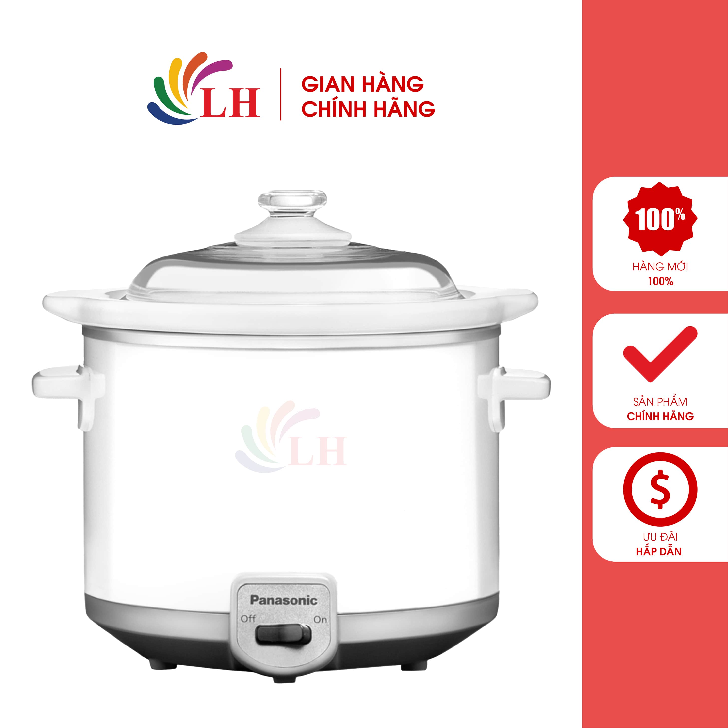 Nồi nấu chậm Panasonic 1.5 lít NF-N15SRA - Hàng chính hãng - Công suất 110W, lòng nồi bằng gốm dày chắc, dễ lau chùi, nhiều chế độ nấu đa dạng