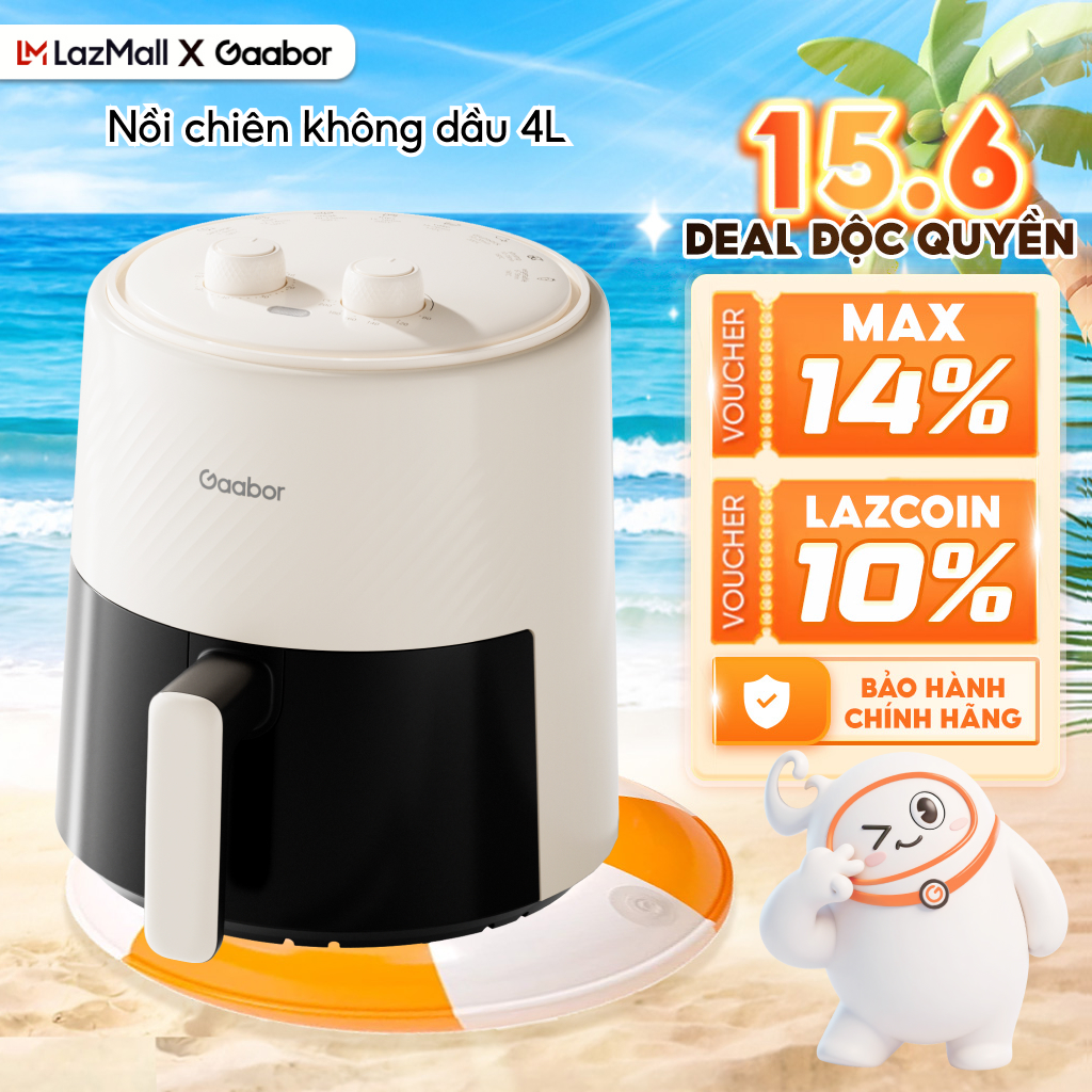 Nồi chiên không dầu 4L Gaabor AF-40M01A chống dính khí nóng đối lưu giúp chín đều thức ăn - Bảo hành 12 tháng 1 đổi 1
