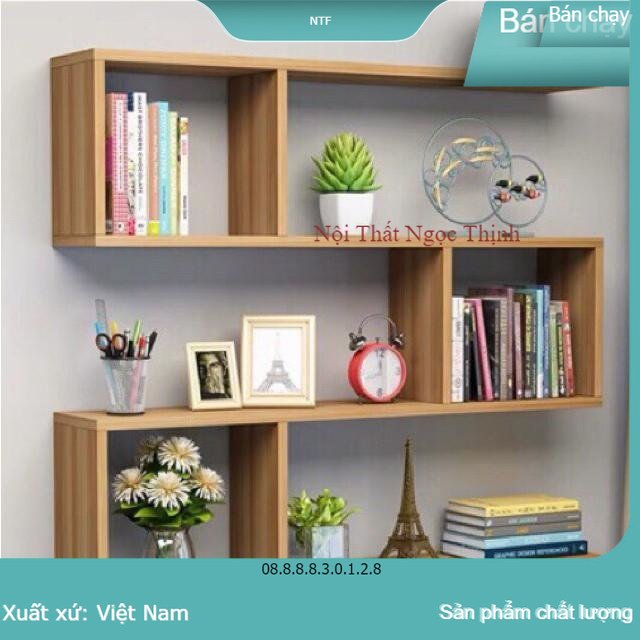 NGOTICO Kệ sách gỗ treo tường phủ Melamin cao cấp kích thước 90x75x15 (như hình)