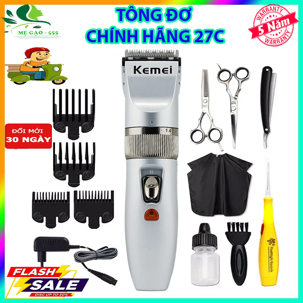 Tông đơ cắt tóc nam chính hãng kemei 27C, Tông Đơ Cắt Tóc Gia Đình KEMEI 27C loại tốt, giá rẻ, tặng kèm bộ kéo cắt tỉa tiện dụng