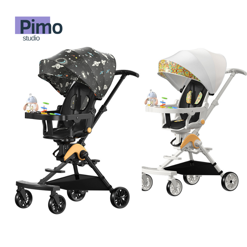 Xe đẩy cho bé, xe đẩy đảo chiều xoay 360 độ 3 tư thế ngả gấp gọn cho bé thuận tiện đi du lịch Pimo Studio