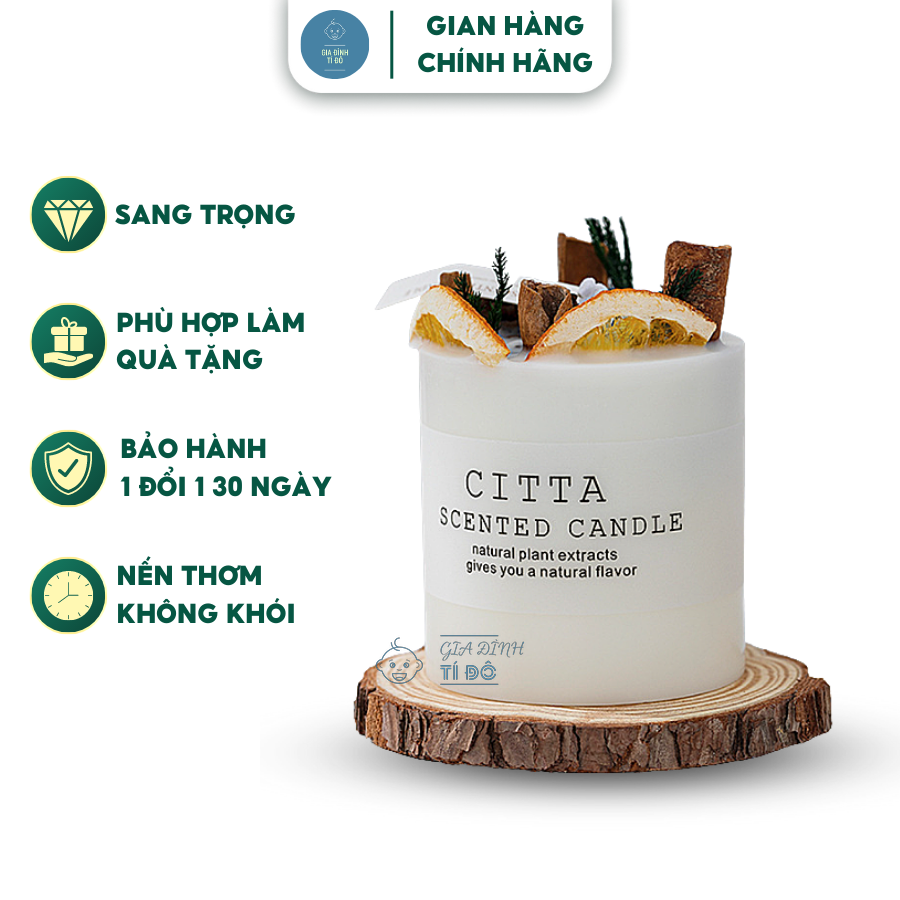 Nến thơm handmade citta hương thơm bốn mùa hoa khô tự nhiên trang trí nhà cửa