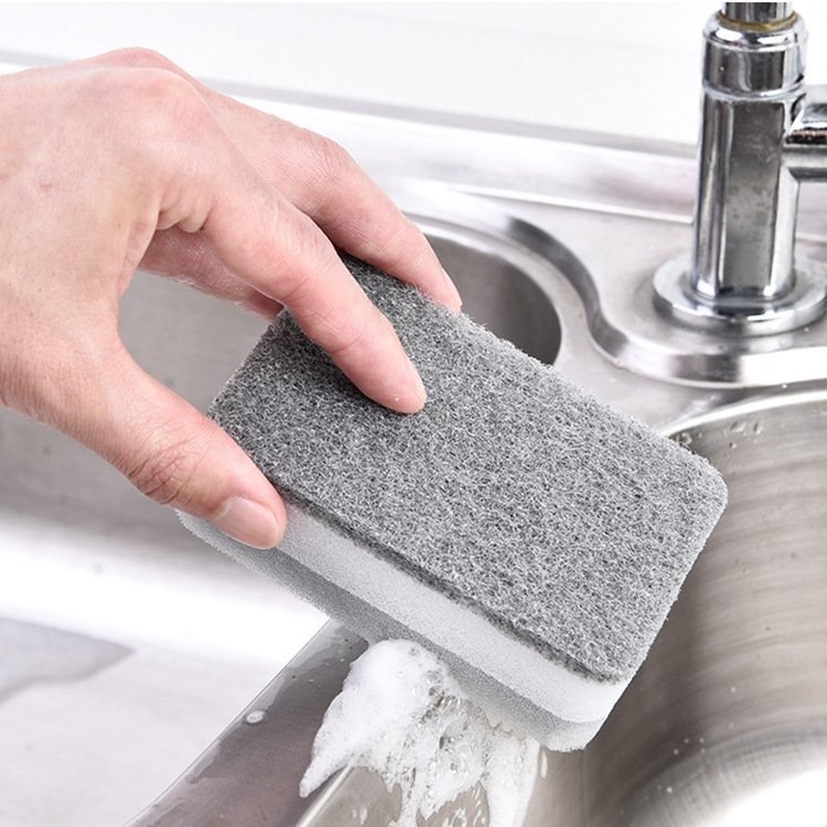 Miếng rửa chén, rửa bát đĩa, miếng bọt biển vệ sinh dầu mỡ, bụi bẩn, miếng cọ rửa bông 2 lớp