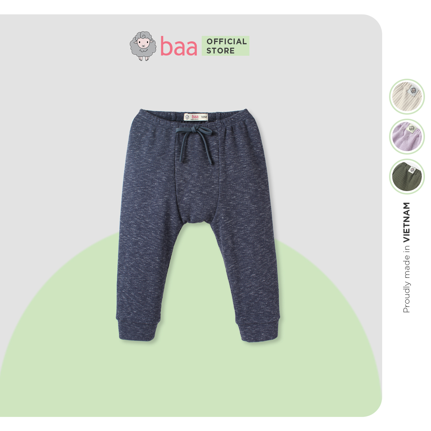 Quần legging sơ sinh BAA BABY có dây rút cho bé trai từ 0-18 tháng - BN-QU02D