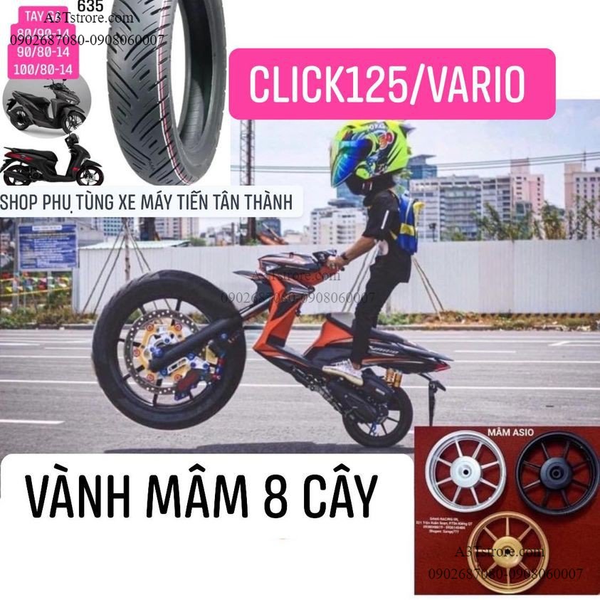 Vành mâm đúc 8 cây vario/ click125/ pcx150 hylos enkien