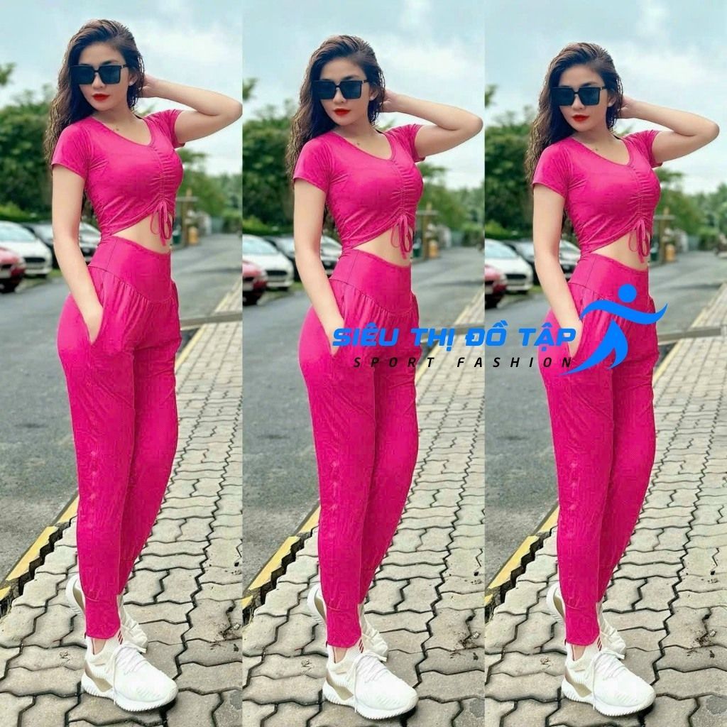 Bộ Tập Thể Thao Quần Dài Áo Rút Dây Năng Động Và Sexy, Phù Hợp Với Hoạt Động Tập Gym, Vận Động Thể - 4