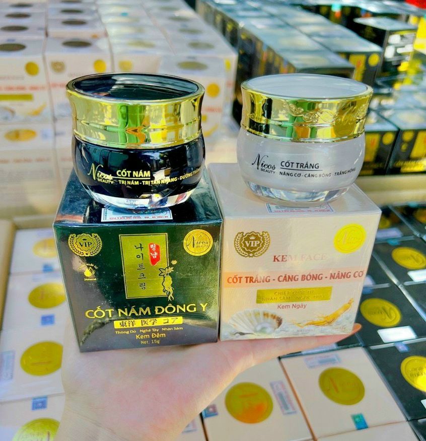 Combo Kem Face Cốt Trắng Nicos + Kem Face Cốt Nám Nicos Beauty Chính Hãng